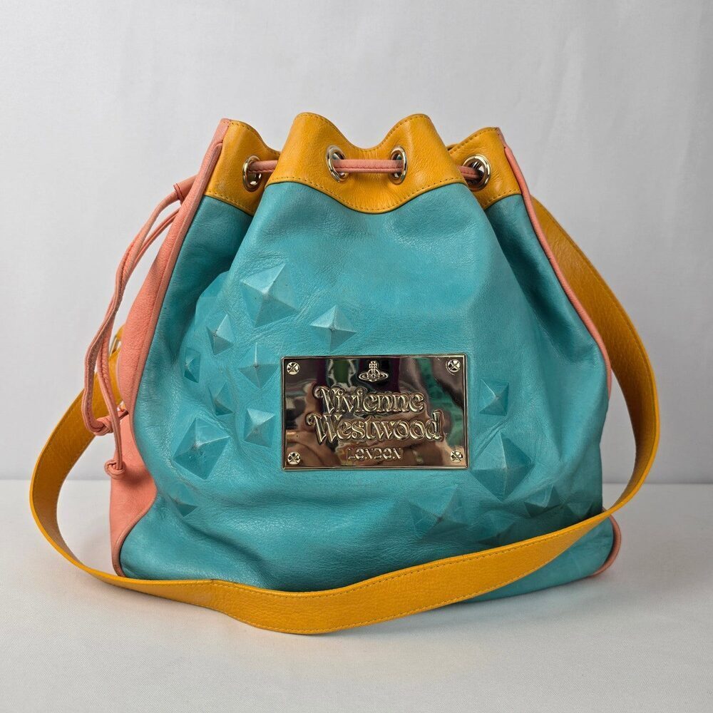 Vivian Westwood Blue & Yellow Leather Purse Size